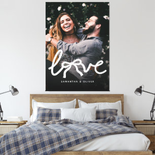 Impressão Em Tela Tipografia de Casal Amor Moderno Foto Personalizad