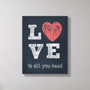 Impressão Em Tela Tipografia de Cotação de Amor