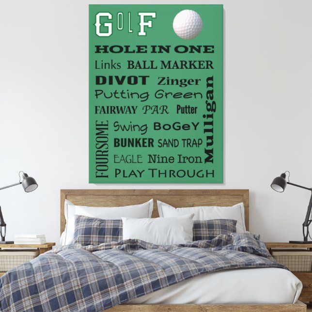 Impressão Em Tela Tipografia de GOLF (Insitu(Quarto))