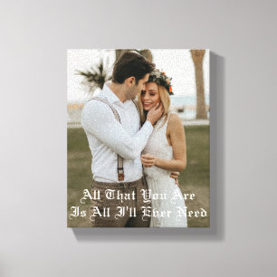 Impressão Em Tela tipografia elegante foto de casamento aniversário