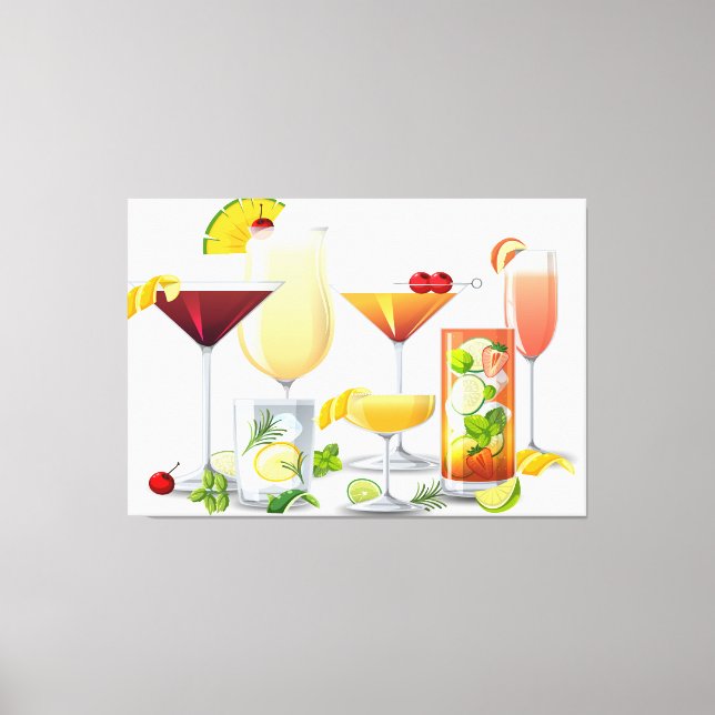 Impressão Em Tela Tipos de cocktails (Frente)