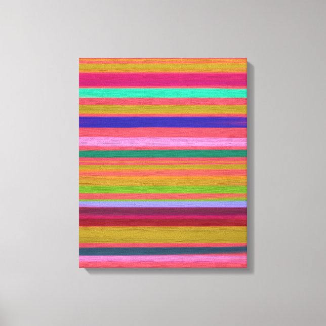 Impressão Em Tela Tiras arco-íris cor-de-rosa abstrato (Frente)