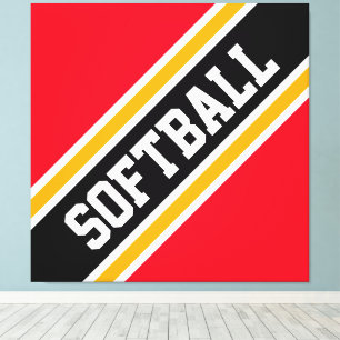 Impressão Em Tela Tiras de SOFTBALL Negras Negras, brilhantes esport