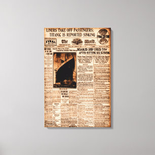 Impressão Em Tela Titanic é relatado como Sinking Sepia Vintage Mari