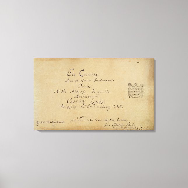 Impressão Em Tela Título da página dos "Concertos de Brandenburgo" (Frente)