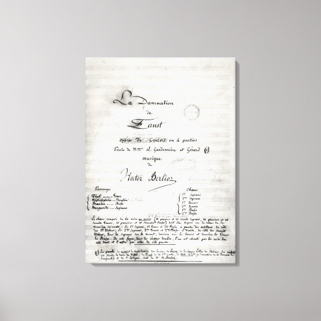 Impressão Em Tela Título da página 'La Damnação de Faust' (Frente)