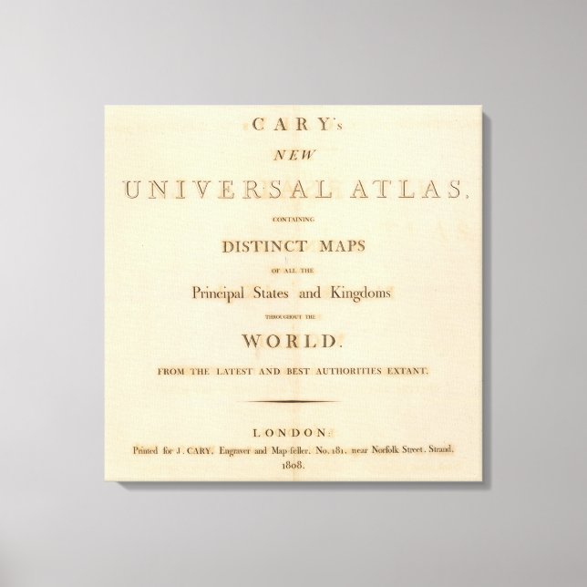 Impressão Em Tela Título Página do novo atlas universal (Frente)