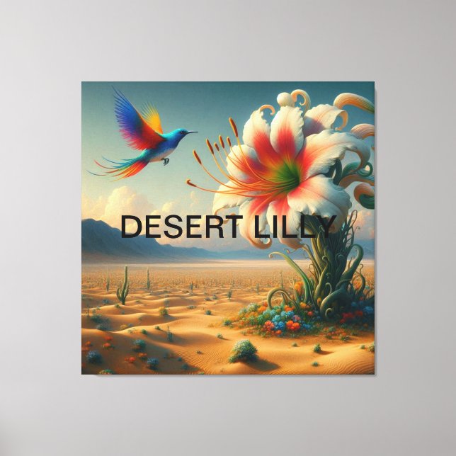 Impressão Em Tela Título: 🎨 Stunning Desert Lilly com um Pássaro (Frente)