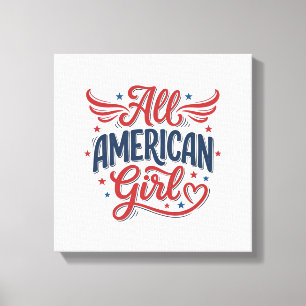 Impressão Em Tela Toda Garota Americana Desenho Vetorial Vintage Pat