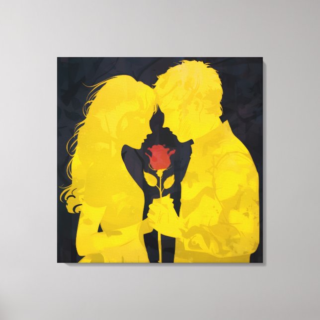 Impressão Em Tela Together in Love- Romantic Love Illustration (Frente)