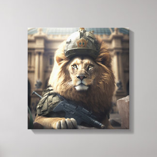 Impressão Em Tela Toile Lion armé