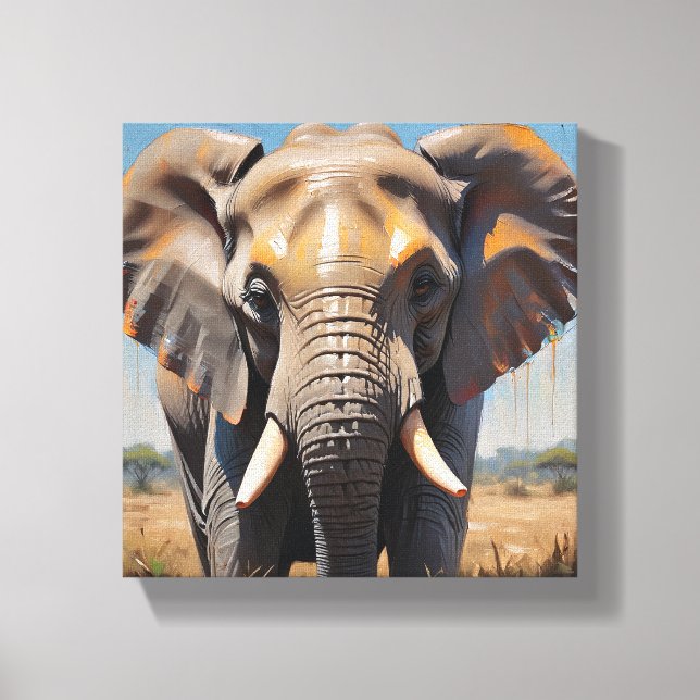 Impressão Em Tela Toile Tableau Deco Portrait D'Un Eléphant Doux (Frente)