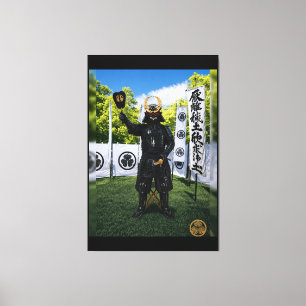 Impressão Em Tela Tokugawa Ieyasu Céu Azul Armadura Samurai 40x60