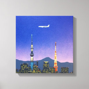 Impressão Em Tela Tokyo Japão Skyline 80s Hiroshi Nagai Arte
