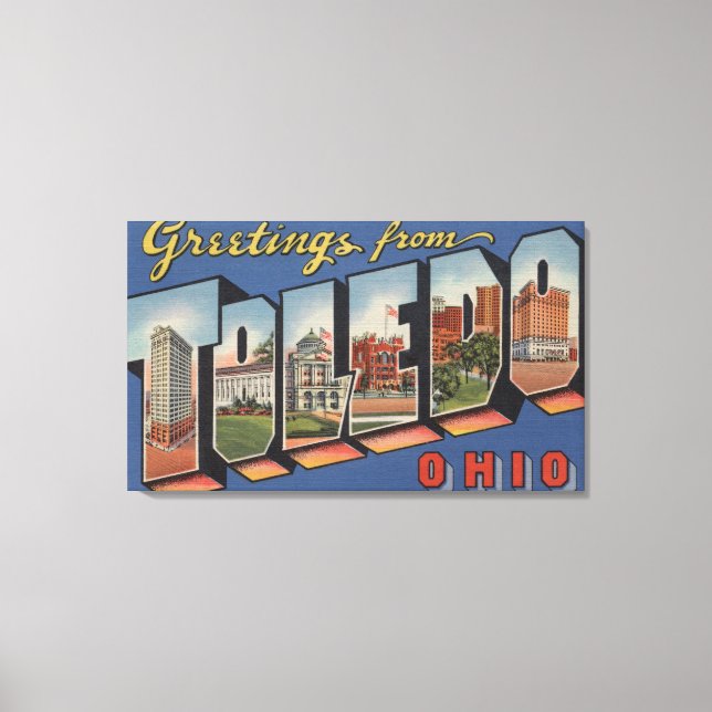 Impressão Em Tela Toledo, OhioLarge - Letra ScenesToledo, OH 2 (Frente)