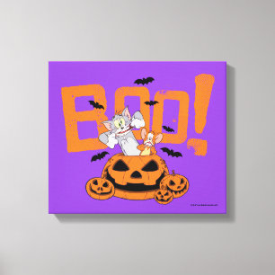 Impressão Em Tela Tom e Jerry Feliz Halloween Boo