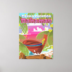 Impressão Em Tela Tome uma Férias! viagem de desenho das Bahamas.