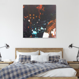 Impressão Em Tela Tons da Terra abstrato com Azul de Cobalto, Vermel