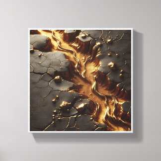 Impressão Em Tela Topografia Abstrata de Luxo - Rio de Ouro Fundido