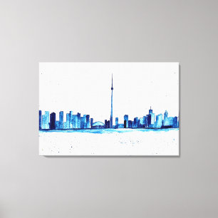 Impressão Em Tela Toronto Canada Skyline Vintage CN Tower
