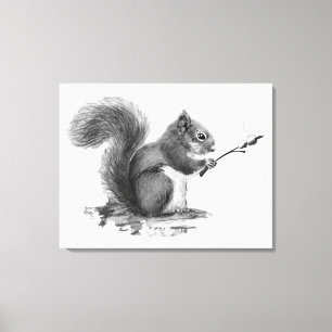 Impressão Em Tela Torrada de marshmallow de esquilo em aquarela Anim