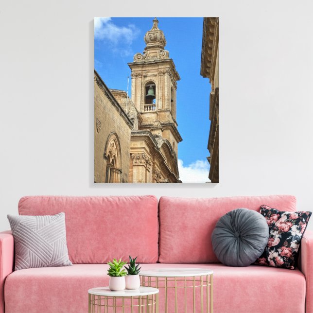Impressão Em Tela Torre Bell em Mdina, Malta. (Insitu(Sala de estar))
