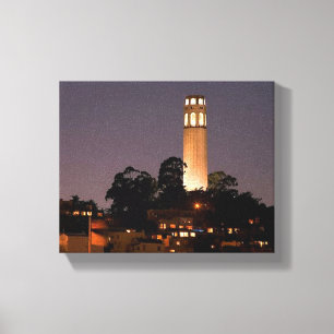 Impressão Em Tela Torre de Coit na noite