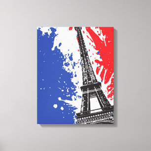 Impressão Em Tela Torre Eiffel   bandeira do Grunge de Paris, France