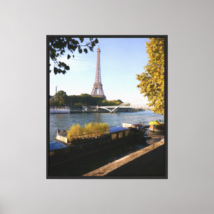 Impressão Em Tela Torre Eiffel de Paris e Arte de Parede do Rio Sena