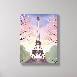 Impressão Em Tela Torre Eiffel em Flor | Paris França Aquarela