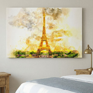 Impressão Em Tela Torre Eiffel em Paris durante o pôr do sol n.o 1