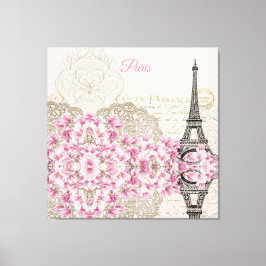 Impressão Em Tela Torre Eiffel, Magnolia Rosa de Paris