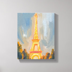 Impressão Em Tela Torre Eiffel Paris França Aquarela