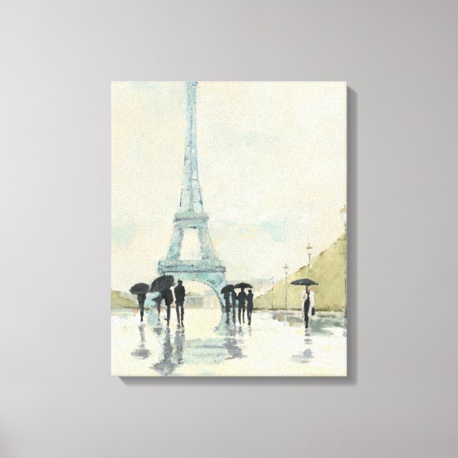 Impressão Em Tela Torre Eiffel | Paris Na Chuva (Frente)