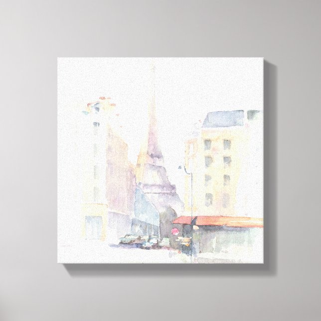 Impressão Em Tela Torre Eiffel | Paris Watercolor (Frente)