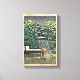 Impressão Em Tela Torre Udo, Castelo Kumamoto na chuva Kawase Hasui