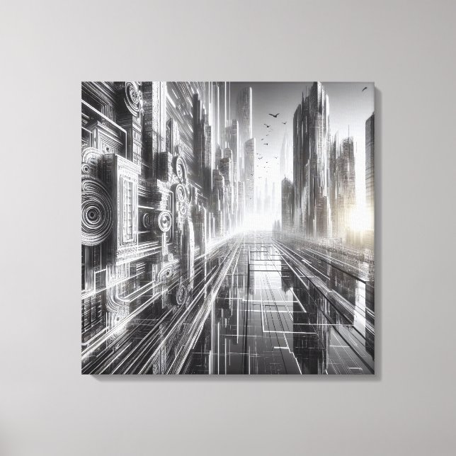 Impressão Em Tela Torres do Futuro: Uma Metrópole Negra e Branca (Frente)