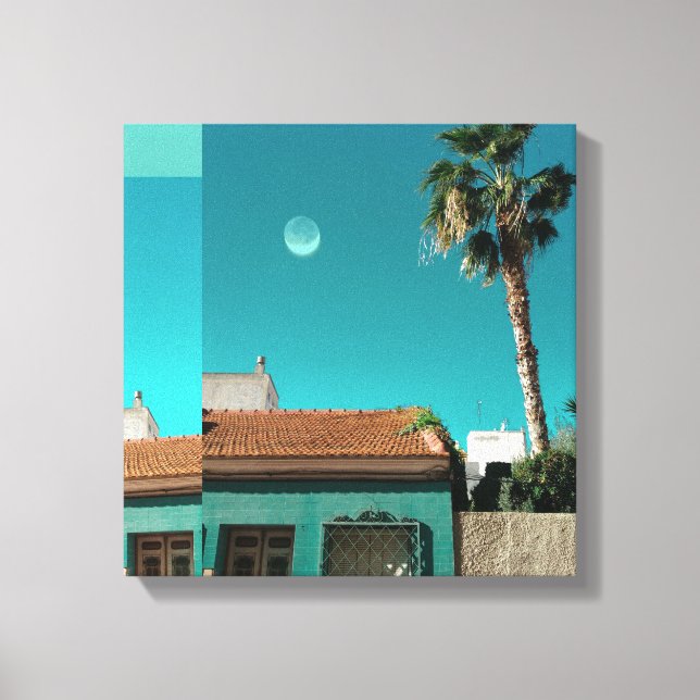 Impressão Em Tela Torrevieja em Laranja e Turquesa (Frente)