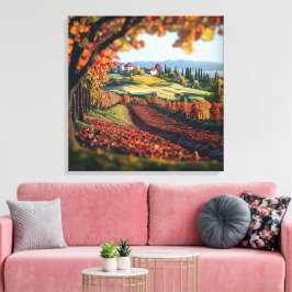 Impressão Em Tela Toscana Itália Paisagem de Vinhedo em Tela Esticad