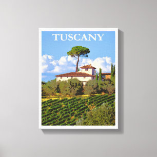 Impressão Em Tela Toscana Itália Viagens vintage Villa Poster