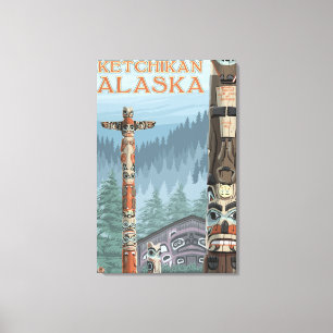 Impressão Em Tela Totem pólos - Ketchikan de Alaska, Alaska