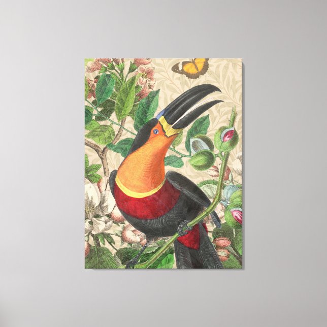 Impressão Em Tela Toucan Jungle Tropical Bird Beauful Antiguidade (Frente)