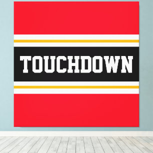 Impressão Em Tela ToUCHDOWN Esportivo Vermelho Black Futebol Strips