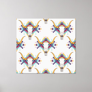 Impressão Em Tela Touro Tribal Caveira: Boho Sem Semente