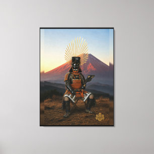 Impressão Em Tela Toyotomi Hideyoshi Monte Fuji Armadura Samurai 30x