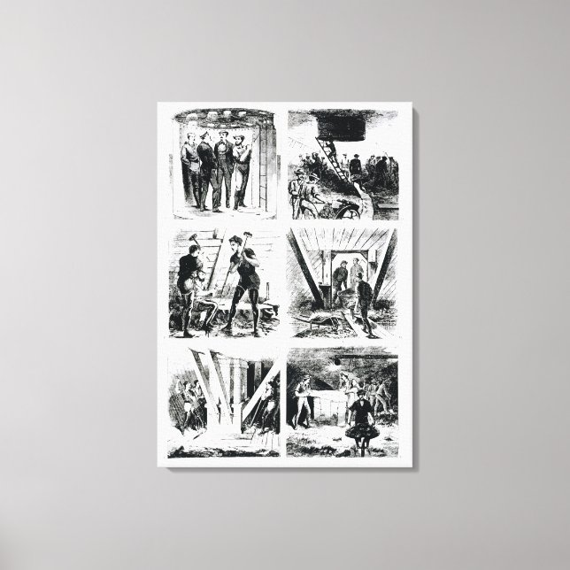 Impressão Em Tela Trabalhar dentro das caisson, construindo Brooklyn (Frente)