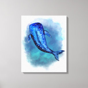 Impressão Em Tela Trabalho de arte de Aquarela de Baleia Azul