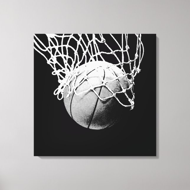 Impressão Em Tela Trabalho de arte de basquete preto-e-branco (Frente)