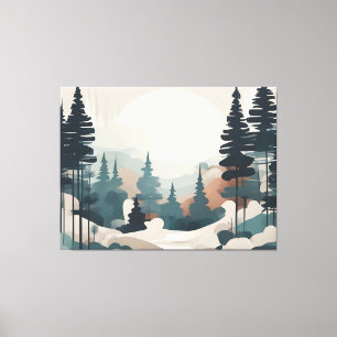 Impressão Em Tela Trabalho de arte de Paisagem de Floresta de Boho