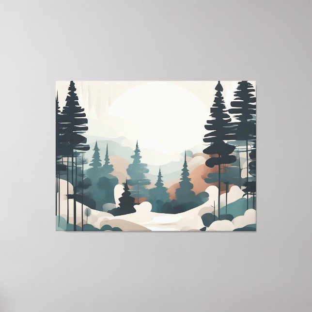 Impressão Em Tela Trabalho de arte de Paisagem de Floresta de Boho (Frente)